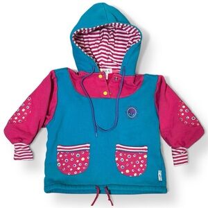 Vintage Gymboree Colorblock Hoodie – Pink & Teal medium rainbow label
